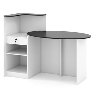 Modern Reception Desk Front Counter Desk with Oval Tabletop-Black