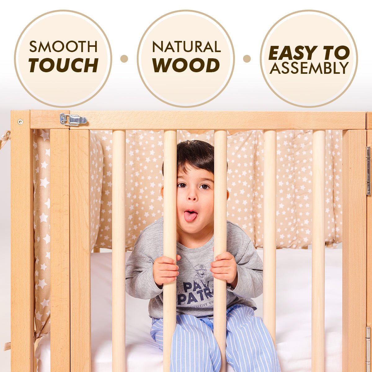 Montessori Floor Bed Frame for Toddlers with Fence