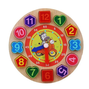 Montessori Cartoon Animal Educational Wooden Beaded Geometry  Digital Clock Puzzles Matching Clock Toy For Children