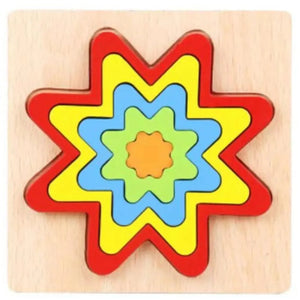 Montessori Cartoon Animal Educational Wooden Beaded Geometry  Digital Clock Puzzles Matching Clock Toy For Children