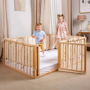 Montessori Floor Bed Frame for Toddlers with Fence