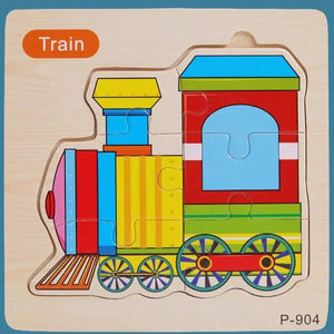 Montessori Games Baby Animals/traffic Kid's Cognition Puzzles Toys Wooden Cartoon Cognition Puzzle Toys Matching Education Game