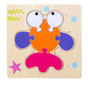 Montessori Games Baby Animals/traffic Kid's Cognition Puzzles Toys Wooden Cartoon Cognition Puzzle Toys Matching Education Game