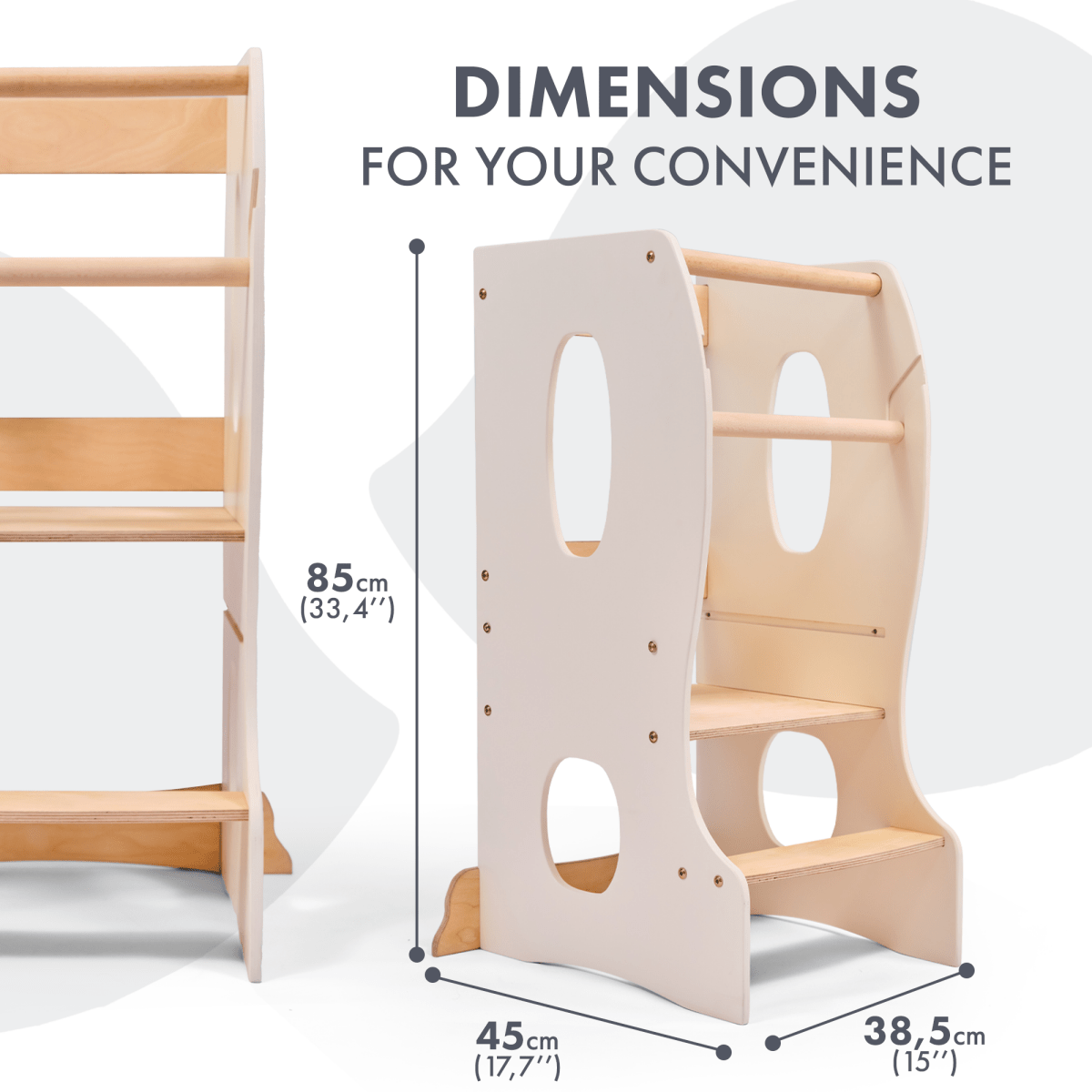 Stable Montessori Tower: Wooden Growing Chair - Ivory