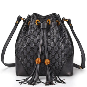 Vintage Leather Bucket Bag for Women - Versatile Design