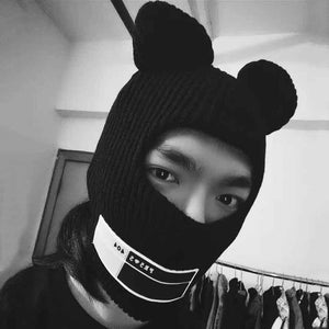 Multi Functional Mouse Ski Mask Winter Warm Knit Cap Balaclava Mask Artificial wool Hats Adult Men and Women Beanies Thick Mask Warm Full Face Fishing Hiking Face Scarf Balaclava Helmet Liner Cap Soft Sport Reusable Headgear Winter Fishing Warm Mask