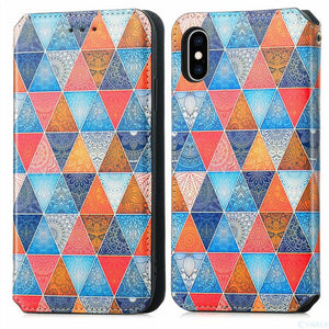 Multicolored Phone Case For iPhone 13 12 11 Pro Mini Cover Wallet Card Slot Flip Magnetic Leather PU Leather Flip Wallet Cover with Card Slots Case Cover