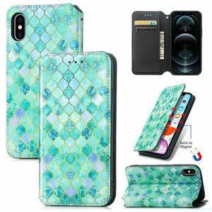Multicolored Phone Case For iPhone 13 12 11 Pro Mini Cover Wallet Card Slot Flip Magnetic Leather PU Leather Flip Wallet Cover with Card Slots Case Cover