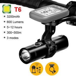 Multifunctional Bike Light Headlight Holder Powerful Flashlight USB Charging LED Bicycle Front Light 5 Light Modes Powerful Waterproof Bicycle Light Easy To Mount Fits All Bicycles 1800 Lumens