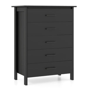 Modern 5-Drawer Multipurpose Chest Dresser with Metal Handles-Black