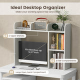 3-Tier Multipurpose Desk Bookshelf with 4 Shelves-White