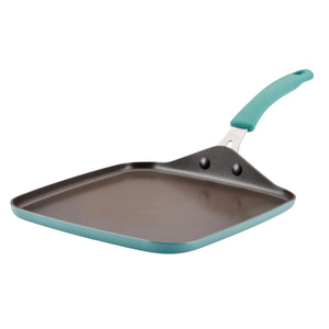 Rachael Ray Cook + Create Nonstick Stovetop Griddle/Grill Pan Square 11 Inch Agave Blue