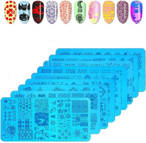 Nail Stamping Gel Set 8 Colors UV Gel Varnish for Nail Art Stamping Plate 4 Boards Black White Nail Gel for Girls and Women