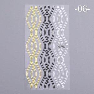Nail Strip Stickers Black Gold Rose Gold Silver Metal Strip Tape Nail Art Adhesive Foil Tips Nail Sticker Decals Metallic Curve Strip Line Nail Decal Self-Adhesive 3D Wave Design Decoration for Women Girls Tape Nail Art Stickers Decal Decoration