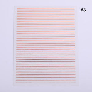 Nail Strip Stickers Black Gold Rose Gold Silver Metal Strip Tape Nail Art Adhesive Foil Tips Nail Sticker Decals Metallic Curve Strip Line Nail Decal Self-Adhesive 3D Wave Design Decoration for Women Girls Tape Nail Art Stickers Decal Decoration