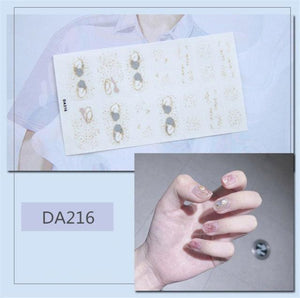 Nail Wraps Polish Decals Strips Golden Glitter 3D Adhesive Full Nail Art Stickers Manicure Kits Women Nail Decorations Accessories Metal Curve Stripe Lines Design Letter Nail Sticker Adhesive Decoration Template Nail Tool Decorations