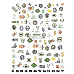 Nails Sticker Money Dollar Wealthy Rich Style Nail Art Stickers Decals Manicure Tip Decal Self Adhesive Acrylic Tips Tool Acrylic Engraved Nail Sticker Nail Art Decoration Self-Adhesive Nail Art Decoration French Black and White Lace Retro Flower