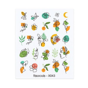 Nails Sticker Nail Art Decorations Flowers Leaves Decals Water Transfer Sliders Woman Face Fruit Foil Manicures Wraps  Water Transfer Nail Decals Sticker For Pretty Girl Self-Adhesive Nail Decals Designer Nail Stickers for Acrylic Decal