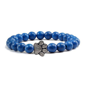 Natural Matte Black Lava Volcanic Stone Paw Print Charm Bracelet Pet Memorial Cat Dog Lovers Jewelry Bracelets For Women Men Stress Relief Yoga Bracelet Mood Bracelet Gifts For Women And Girls