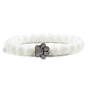 Natural Matte Black Lava Volcanic Stone Paw Print Charm Bracelet Pet Memorial Cat Dog Lovers Jewelry Bracelets For Women Men Stress Relief Yoga Bracelet Mood Bracelet Gifts For Women And Girls