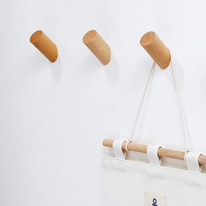 Natural Wood Clothes Hanger Wall Mounted Coat Hook Decorative Key Holder Hat Scarf Handbag Storage Hanger Bathroom Rack  New Simple Modern Solid Wood Hook Wall Hanging Decoration