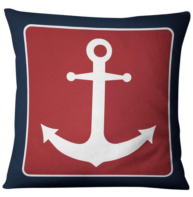 Navigation Navy Blue Nautical Shell Starfish Linen Pillow Cover Blue Anchor Navigation Anchor Sailboat Pillowcase Marine Cushion Cover Sofa Home Decorative Cushion Cover For Home
