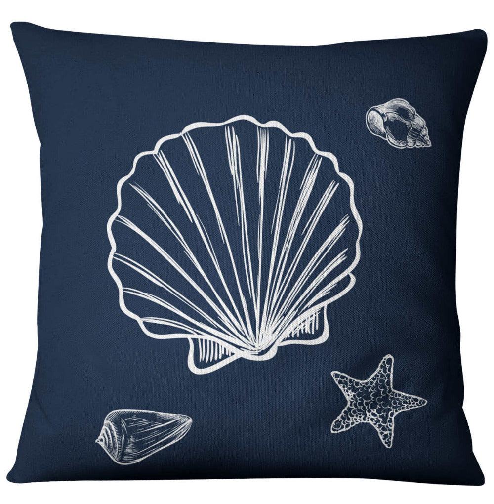 Navigation Navy Blue Nautical Shell Starfish Linen Pillow Cover Blue Anchor Navigation Anchor Sailboat Pillowcase Marine Cushion Cover Sofa Home Decorative Cushion Cover For Home