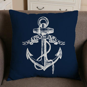 Navigation Navy Blue Nautical Shell Starfish Linen Pillow Cover Blue Anchor Navigation Anchor Sailboat Pillowcase Marine Cushion Cover Sofa Home Decorative Cushion Cover For Home