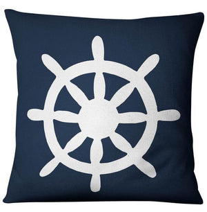 Navigation Navy Blue Nautical Shell Starfish Linen Pillow Cover Blue Anchor Navigation Anchor Sailboat Pillowcase Marine Cushion Cover Sofa Home Decorative Cushion Cover For Home