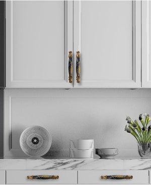 Navy Blue Ceramic Door Handles European Antique Furniture Handles Drawer Pulls Kitchen Cabinet Knobs And Handles Entry Door Handle With Door Lever For Right And Left Sided Doors