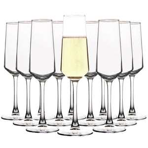 UMI UMIZILI Champagne Glass Set Durable Champagne Flutes with Mordern Shape Long Stem Sparkling WIne Glass Clear (A Set of 12)…