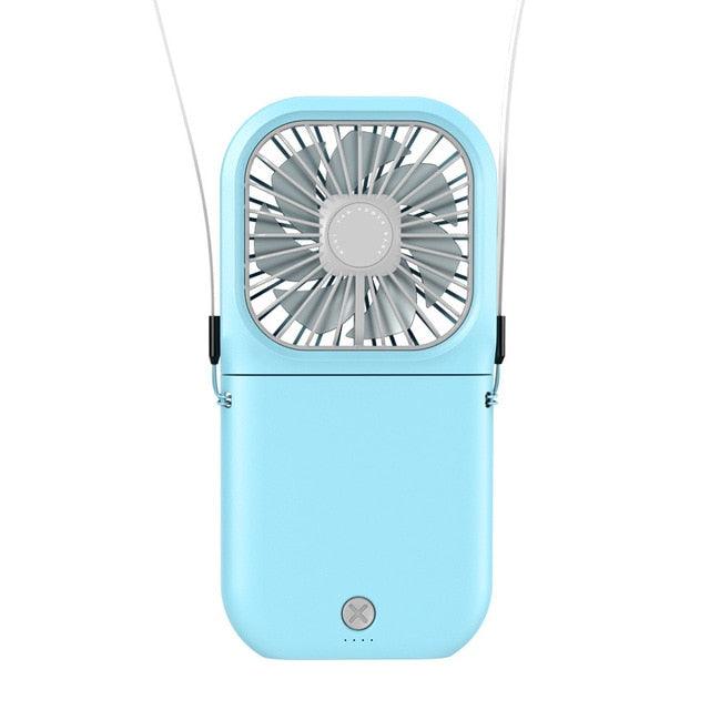 Neck Hanging Fan Ventilator Foldable USB Adjustable Rechargeable Cooling Mute Power Bank Handheld Portable Desk Fan Portable Fan Portable Mini Fan USB Rechargeable with Power Bank Handheld Fan Desk Adjustable Fan Air Cooler Home Office Outdoor Travel