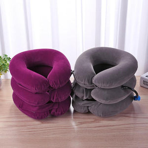 Neck Pillow Home Office Travel Pillow 3-layered Air Inflatable Vertebra Auxiliary Tools Neck Support Assistant Pillow Air Adjustable and Inflatable Neck Pillow Comfort Neck Travel Pillow Airplane Pillow Cervical Neck Pillow for Kids Adults