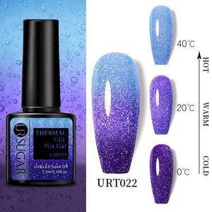 New 2022 Pink Blue Gel Nail Polish UV Color Changing Elegant Luxury Glossy Nail Design For Womens