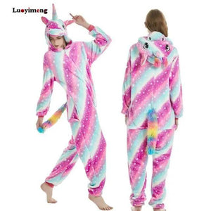 New Animal Pajamas Women Unicorn Sleepwear Panda Pajama Cartoon Overalls Winter Rabbit Nightie Jumpsuit For Winter Girls Unicorn Pajamas Costume Fleece Hooded Animal Sleepwear Christmas Cosplay Unicorn Gift
