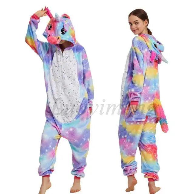New Animal Pajamas Women Unicorn Sleepwear Panda Pajama Cartoon Overalls Winter Rabbit Nightie Jumpsuit For Winter Girls Unicorn Pajamas Costume Fleece Hooded Animal Sleepwear Christmas Cosplay Unicorn Gift