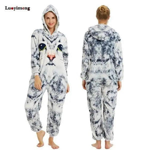 New Animal Pajamas Women Unicorn Sleepwear Panda Pajama Cartoon Overalls Winter Rabbit Nightie Jumpsuit For Winter Girls Unicorn Pajamas Costume Fleece Hooded Animal Sleepwear Christmas Cosplay Unicorn Gift