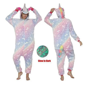 New Animal Pajamas Women Unicorn Sleepwear Panda Pajama Cartoon Overalls Winter Rabbit Nightie Jumpsuit For Winter Girls Unicorn Pajamas Costume Fleece Hooded Animal Sleepwear Christmas Cosplay Unicorn Gift