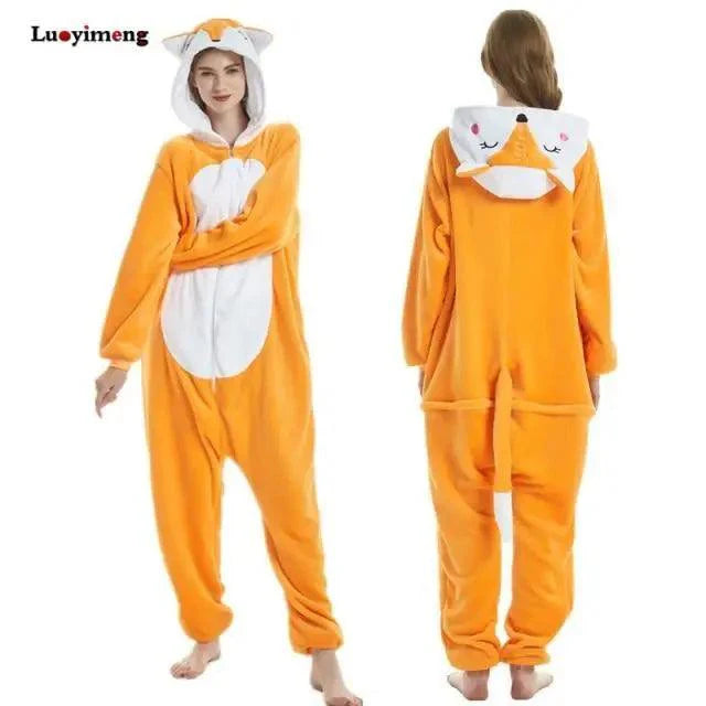 New Animal Pajamas Women Unicorn Sleepwear Panda Pajama Cartoon Overalls Winter Rabbit Nightie Jumpsuit For Winter Girls Unicorn Pajamas Costume Fleece Hooded Animal Sleepwear Christmas Cosplay Unicorn Gift