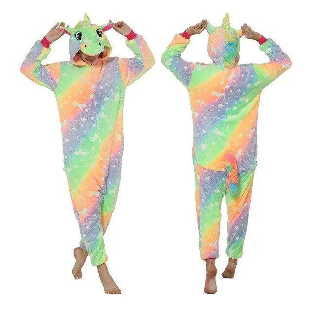 New Animal Pajamas Women Unicorn Sleepwear Panda Pajama Cartoon Overalls Winter Rabbit Nightie Jumpsuit For Winter Girls Unicorn Pajamas Costume Fleece Hooded Animal Sleepwear Christmas Cosplay Unicorn Gift