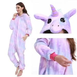 New Animal Pajamas Women Unicorn Sleepwear Panda Pajama Cartoon Overalls Winter Rabbit Nightie Jumpsuit For Winter Girls Unicorn Pajamas Costume Fleece Hooded Animal Sleepwear Christmas Cosplay Unicorn Gift