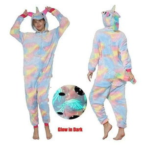 New Animal Pajamas Women Unicorn Sleepwear Panda Pajama Cartoon Overalls Winter Rabbit Nightie Jumpsuit For Winter Girls Unicorn Pajamas Costume Fleece Hooded Animal Sleepwear Christmas Cosplay Unicorn Gift