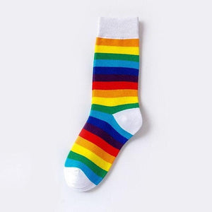New Arrival Cotton Elasticity Sweat Women Long Sock Candy Colors Rainbow Patterned Sporty Retro Harajuku Casual Socks For Men And Women