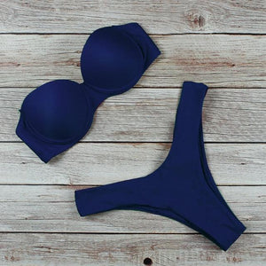 New Bikini Fashion Push Up Bikini Set Swimsuit Bikini Sets Push Up Swimsuits 2 Piece Underwired Bathing Suits Women Bandage High Waist Solid Brown Triangle Swimwear Two-Piece Suits