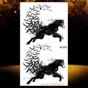 New Black Wolf Forest Sticker Tattoos Temporary Tree Fierce Animal Body Tattoo Luxury Design Custom Tatoos For Mens
