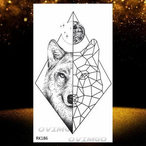 New Black Wolf Forest Sticker Tattoos Temporary Tree Fierce Animal Body Tattoo Luxury Design Custom Tatoos For Mens