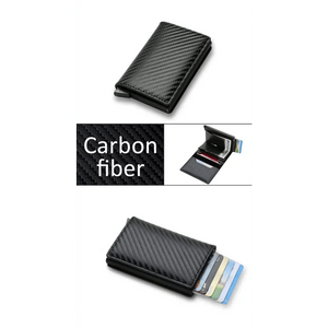New Carbon Fiber Card Holder Wallets Luxury Men  Black Magic Leather Cool Slim Mini Wallet Small Money Bag Male Purses Magnet Closure Wallet