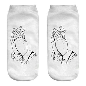 New Cartoon Cat Socks 3D Print Art Funny Socks Women Cute Low Cut Ankle Socks Made o Pure Cotton Short Socks Trending Fashion Short Ankle Socks For Men And Women