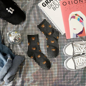 New Cartoon Female Breathable Cotton Socks Cute Bear Lovely Animal Pattern Girl Sock Novelty Combed of Pure Cotton Crew Socks For Men And Women