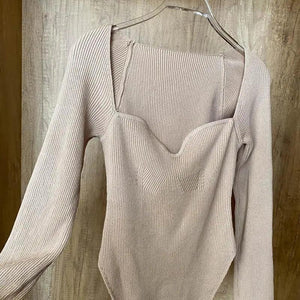 New Casual And Trendy Square Collar Long Sleeve Woman's Sweaters Knitted Pullover Spring Autumn Sweater Winter Tops For Women Black And White Jumper